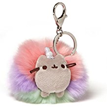 GUND Pusheen Rainbow Unicorn Cat Plush Pom Deluxe Keychain, Multicolor, 4