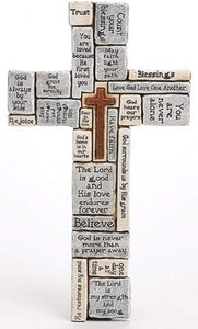 Christians Words and Saying Crossword 16 inch Resin Stoneware Wall Cross